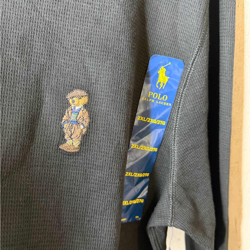 Polo by Ralph Lauren Black Long-Sleeve Thermal with Bear Patch - Picture 4 of 6